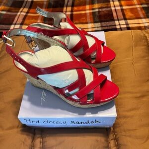 Women’s Marc Fisher sandals. Size 8.5M. Beautiful Red.